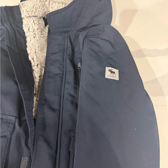 Abercrombie Kids Dark Navy Blue Hooded Parka Jacket